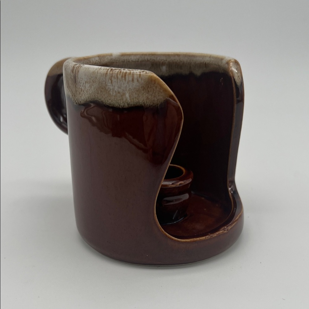 Hermitage Pottery Brown Drip Glaze Lamp Styled Finger Candle Holder 221157